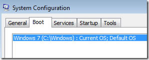 windows 7 and vista boot option in msconfig