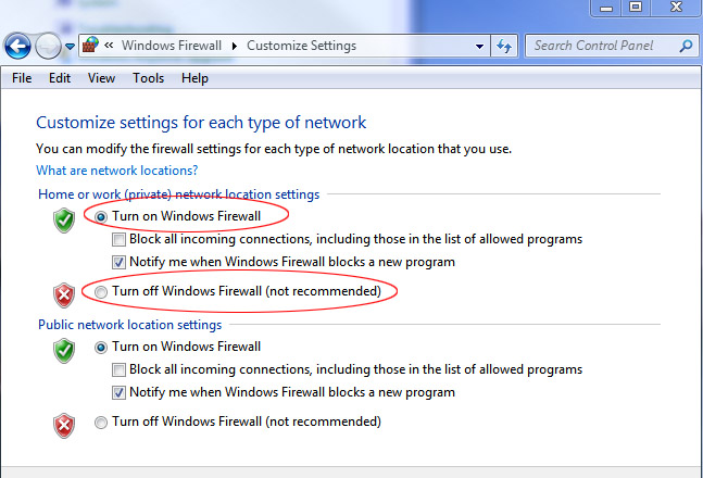 Disabling Firewall On Windows Vista