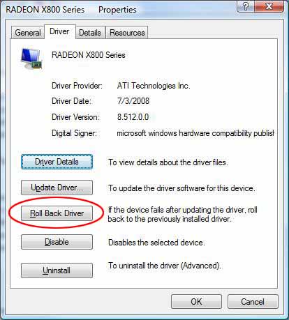 roll back device drivers