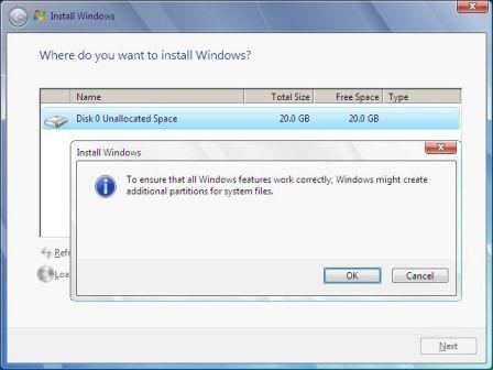 windows 7 additional partition prompt