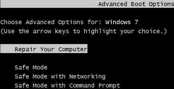 windows 7 advanced boot options menu