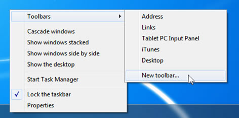 creating windows 7 quick launch bar