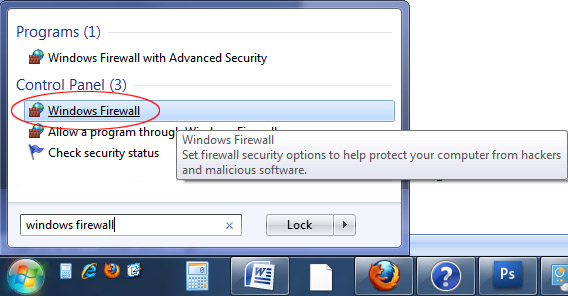 accessing the windows 7 firewall