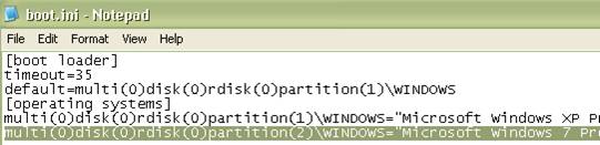 sample boot ini file from windows xp