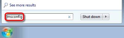 starting msconfig in windows 7