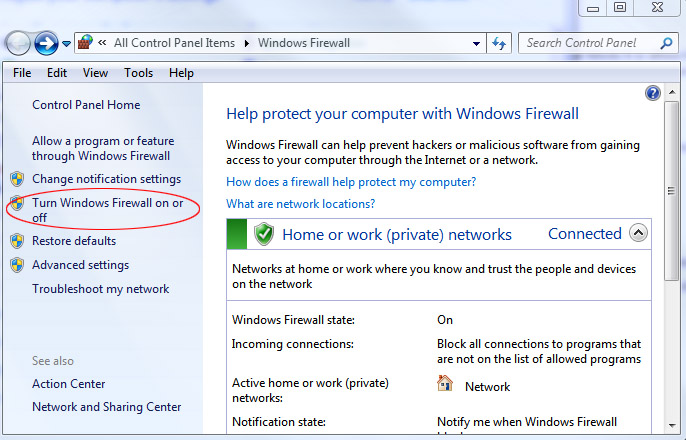 turn windows firewall on or off