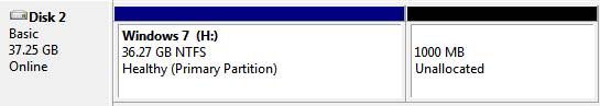 unallocated space in windows 7